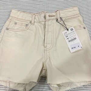 Zara Off-White High-Rise Shorts